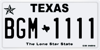 TX license plate BGM1111
