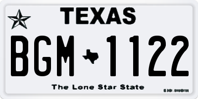 TX license plate BGM1122