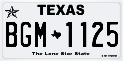 TX license plate BGM1125