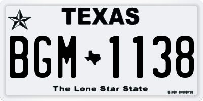 TX license plate BGM1138