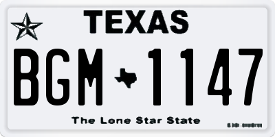 TX license plate BGM1147