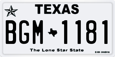 TX license plate BGM1181