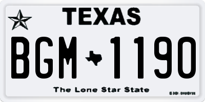 TX license plate BGM1190