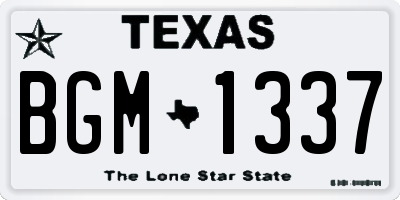 TX license plate BGM1337