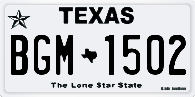 TX license plate BGM1502