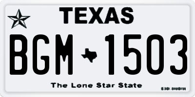 TX license plate BGM1503