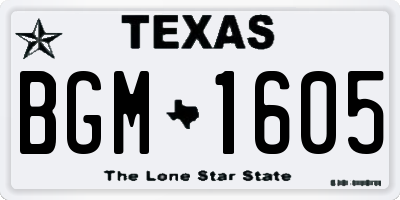 TX license plate BGM1605