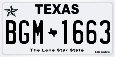 TX license plate BGM1663