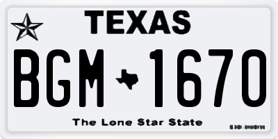 TX license plate BGM1670