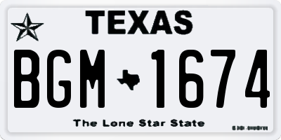 TX license plate BGM1674