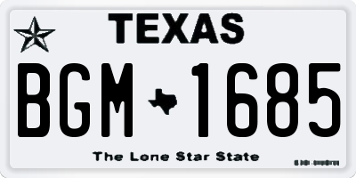 TX license plate BGM1685