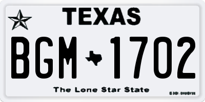 TX license plate BGM1702