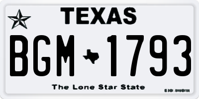 TX license plate BGM1793