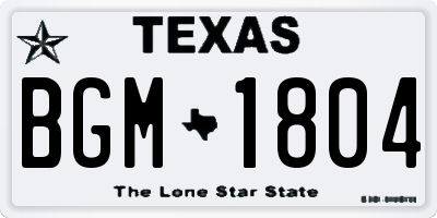 TX license plate BGM1804