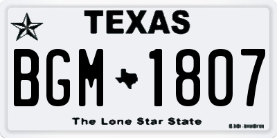 TX license plate BGM1807