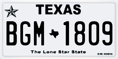 TX license plate BGM1809