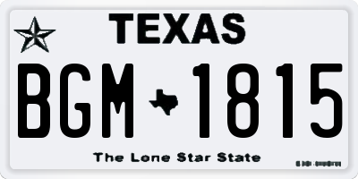 TX license plate BGM1815