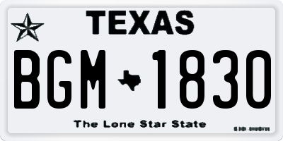 TX license plate BGM1830