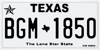 TX license plate BGM1850