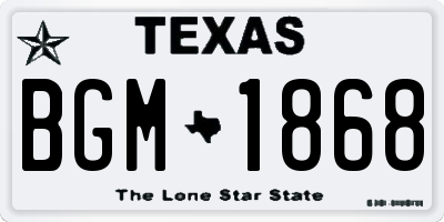 TX license plate BGM1868