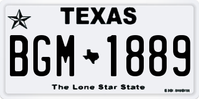 TX license plate BGM1889