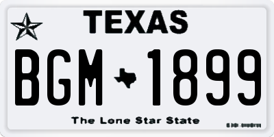 TX license plate BGM1899