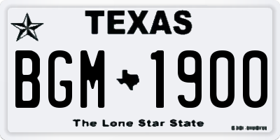 TX license plate BGM1900
