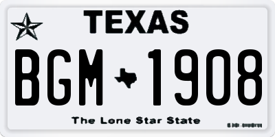 TX license plate BGM1908