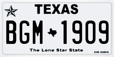 TX license plate BGM1909