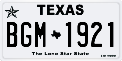 TX license plate BGM1921