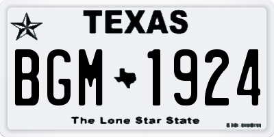 TX license plate BGM1924