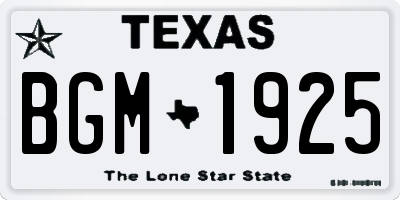 TX license plate BGM1925