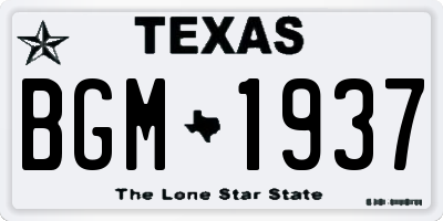 TX license plate BGM1937