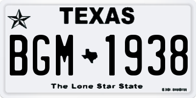 TX license plate BGM1938