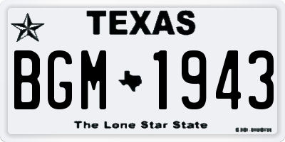TX license plate BGM1943