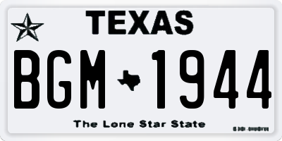 TX license plate BGM1944