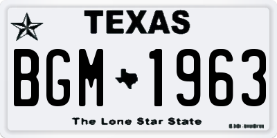 TX license plate BGM1963