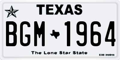 TX license plate BGM1964
