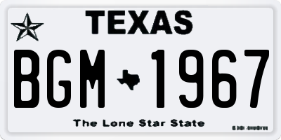 TX license plate BGM1967