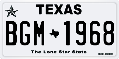 TX license plate BGM1968