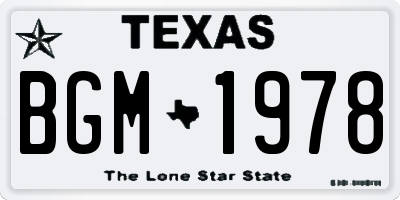 TX license plate BGM1978
