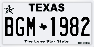 TX license plate BGM1982