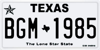 TX license plate BGM1985
