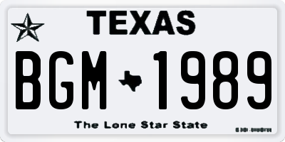 TX license plate BGM1989