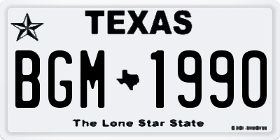 TX license plate BGM1990