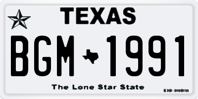 TX license plate BGM1991