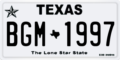 TX license plate BGM1997