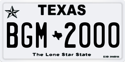TX license plate BGM2000