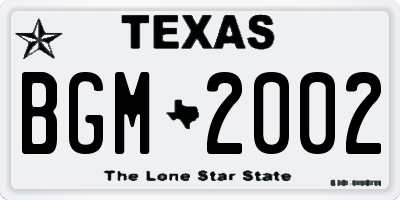 TX license plate BGM2002