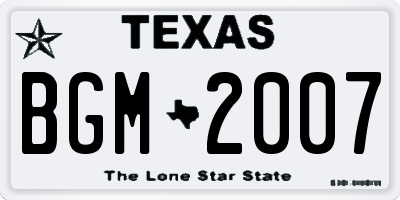 TX license plate BGM2007